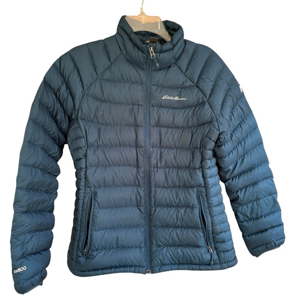 Eddie Bauer First Ascent 800 Down Puffer Jacket Size Medium Blue Pertex Quantum - Picture 1 of 16